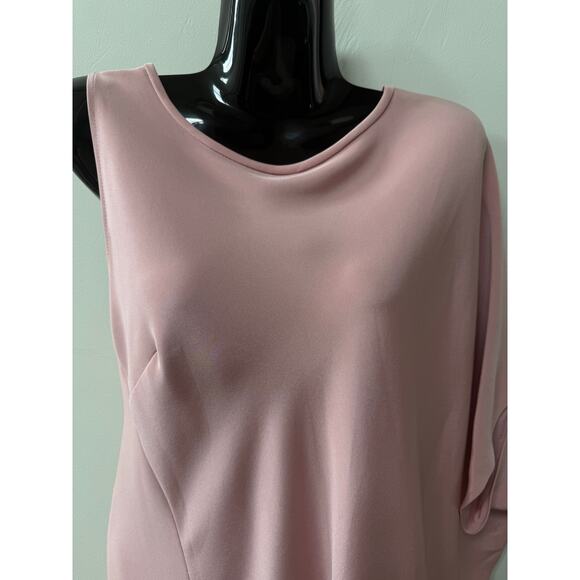 Tish Cox Mini Dress Small Pink One Shoulder Draped Asymmetrical Made in Dallas - Picture 3 of 13